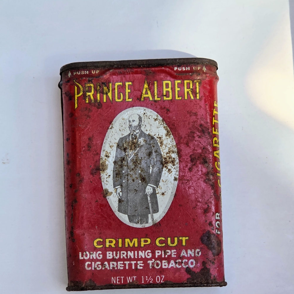 Vintage Tin Prince Albert Crimp Cut Pipe & Cigarette Tobacco Ad Canister 787-L